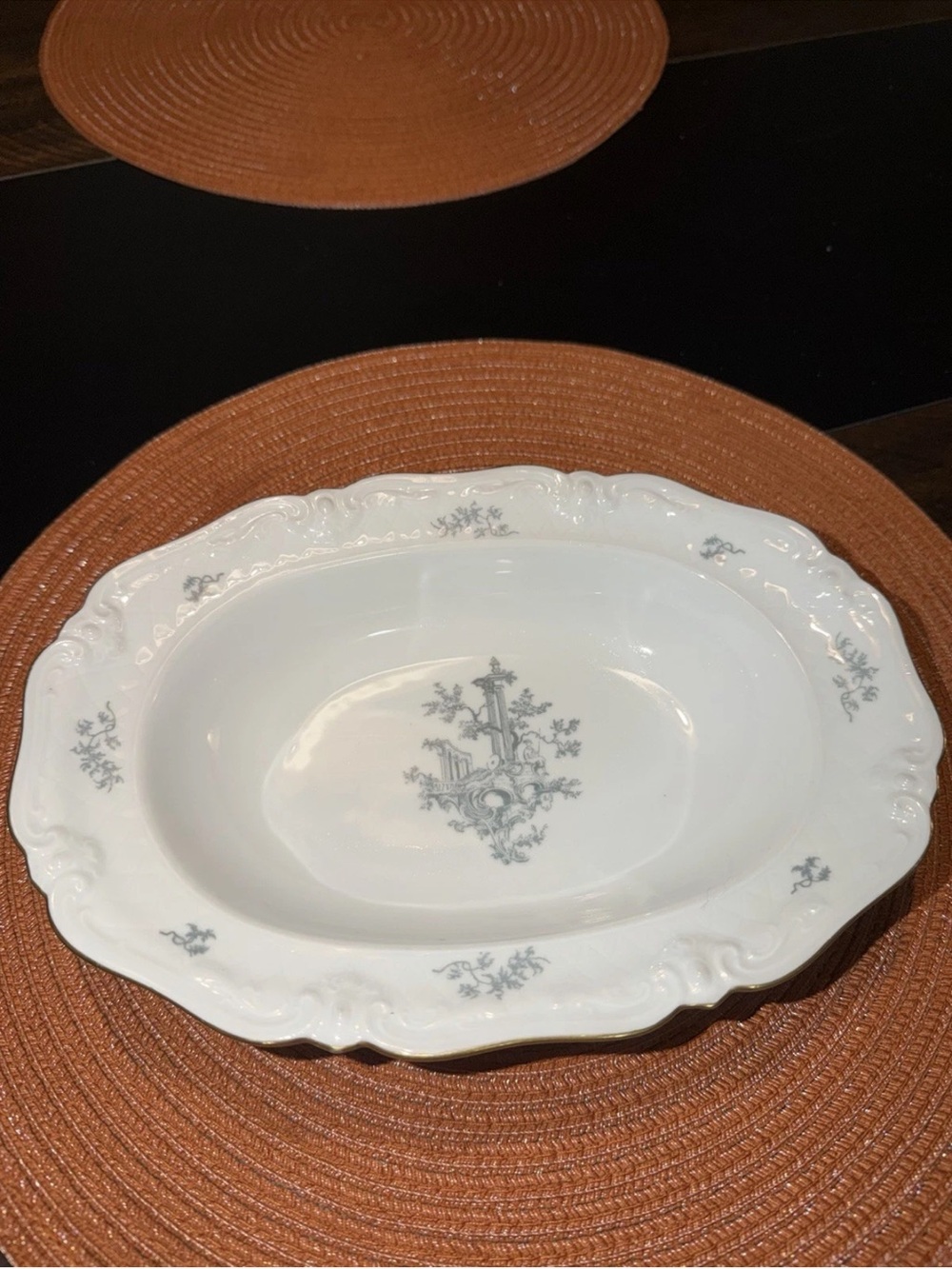 Eschenbach "La Reine" porcelain oval serving dish with maker's mark.